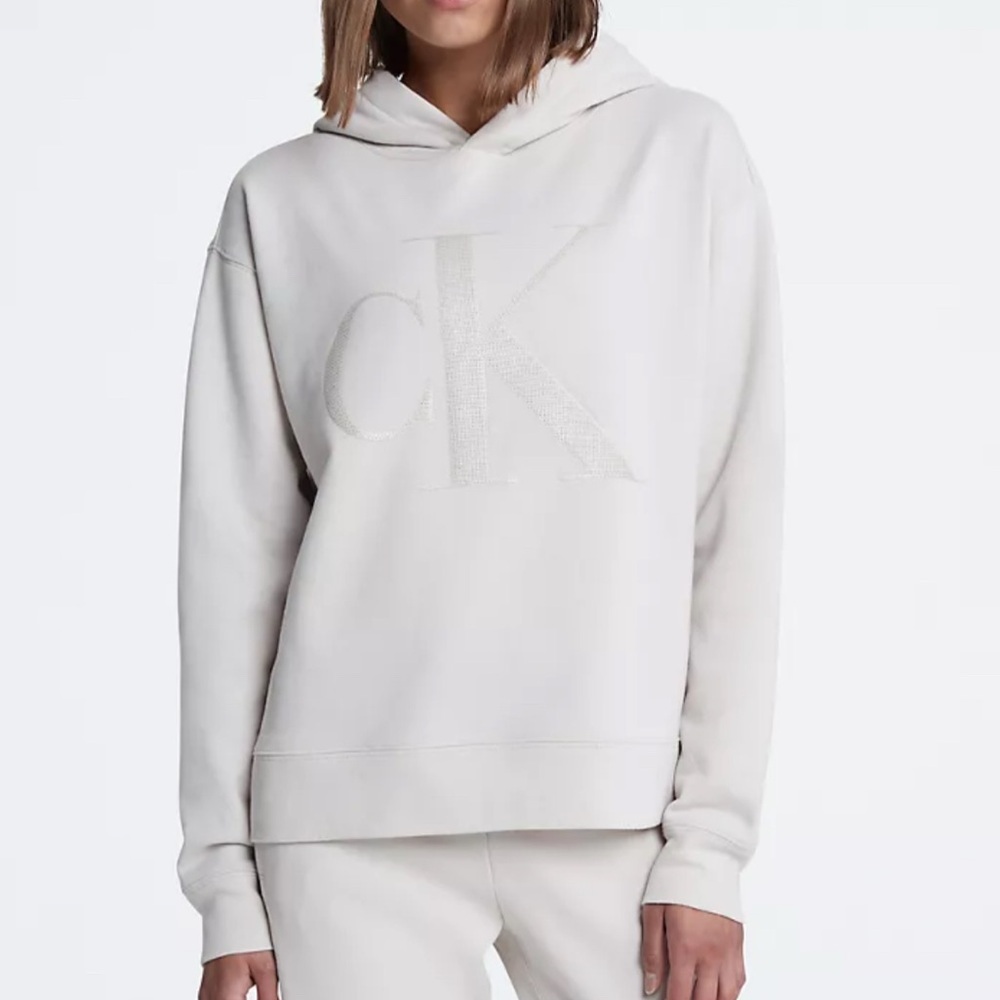 CK Sequin Monogram Logo Hoodie, size XL